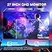 27 inch 1440P Gaming Monitor, 180Hz/144Hz Fast IPS 2K Computer Monitor with Speaker, Free-Sync & G-SYNC, 125% sRGB, HDR10, HDMI x2, DisplayPort x2, Compatible with Switch/Xbox/PS5, VESA Mountable