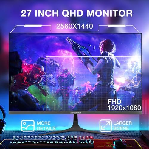 Image of 27 inch 1440P Gaming Monitor, 200Hz /144Hz Fast IPS 2K Computer Monitor with Speaker, Free-Sync & G-SYNC, 125% sRGB, HDR10, HDMI x2, DisplayPort x2, Compatible with Switch /Xbox /PS5, VESA Mountable