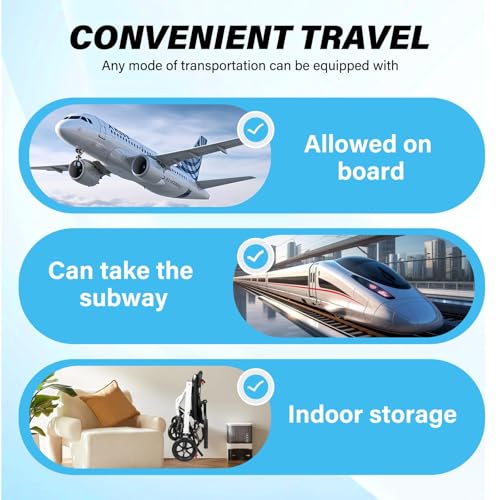 Image of Lightweight Folding Wheelchair for Adults - Compact Travel Transport Wheelchair with 360 Swivel Wheels, One-Click Safety Lock, Portable Mobility Aid for Seniors, Car & Airplane Travel