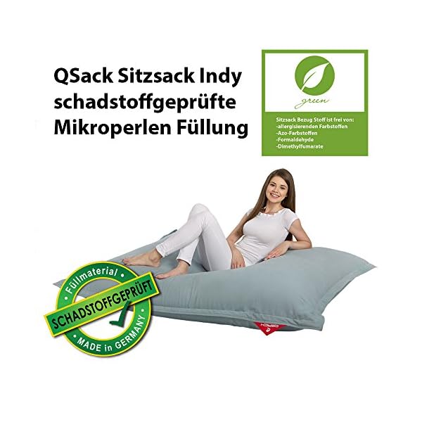 QSack Indy Beanbag with Lining and Tested for Non-Toxic EPS Toxproof Micro Beads 140 x 180 cm Indoor XXL - Image 3