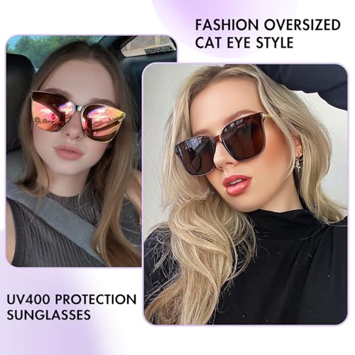 SIPHEW Oversized Cat Eye Sunglasses for Women Mirrored Polarized Designer Womens Sunglasses w UV Protection2