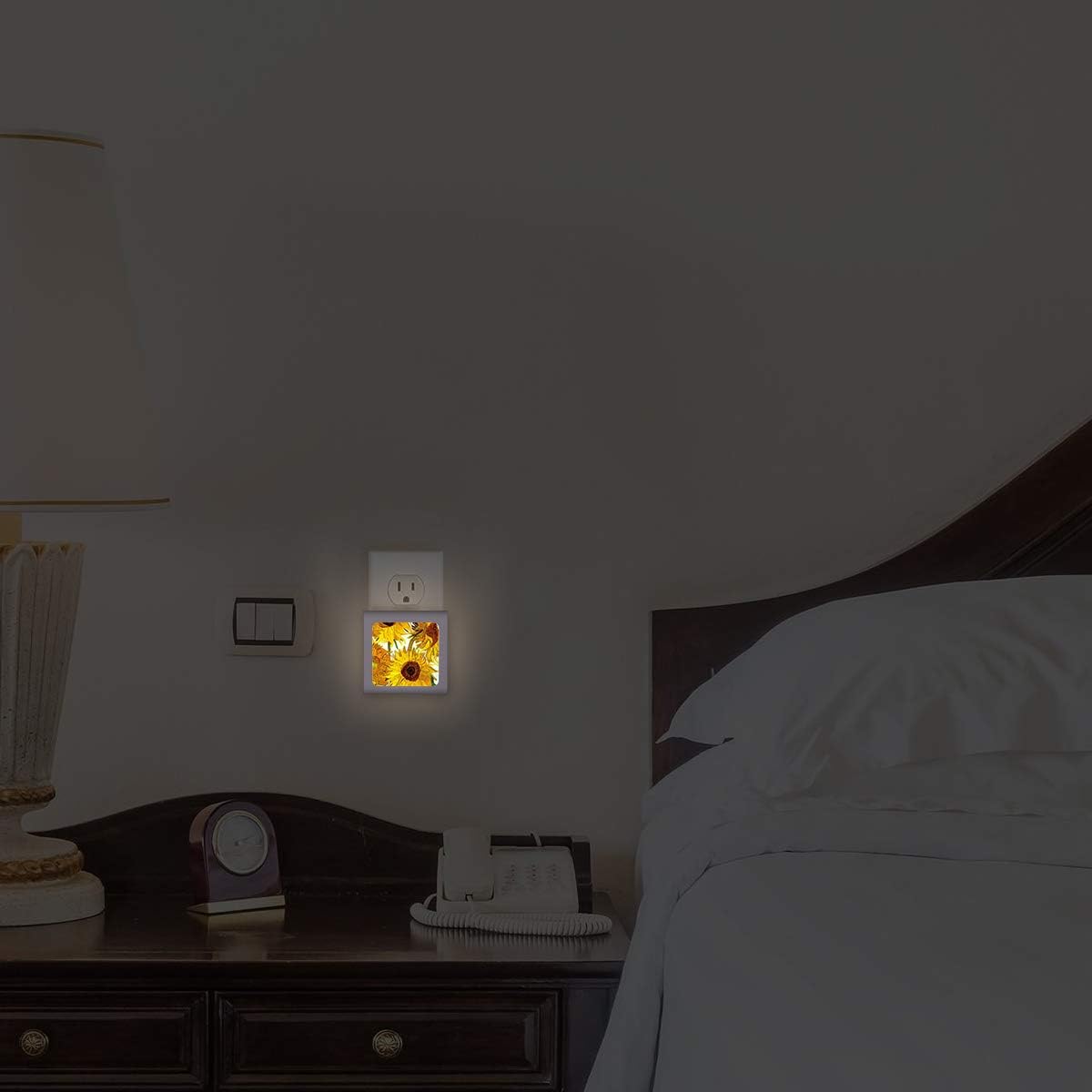 Art Plates Plug in Dimmable LED Night Light with Dusk to Dawn Auto Sensor, Adjustable Brightness, Warm Light, Auto On-Off Nightlight for Bathroom, Hallway, Nursery, Bedrooms - Van Gogh: Sunflowers II image 5