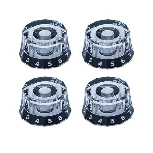 ROZILO 4PCS Metric 18 Coarse Spline Lampshade Style Electric Guitar Control Knobs Dia. 6mm (0.24