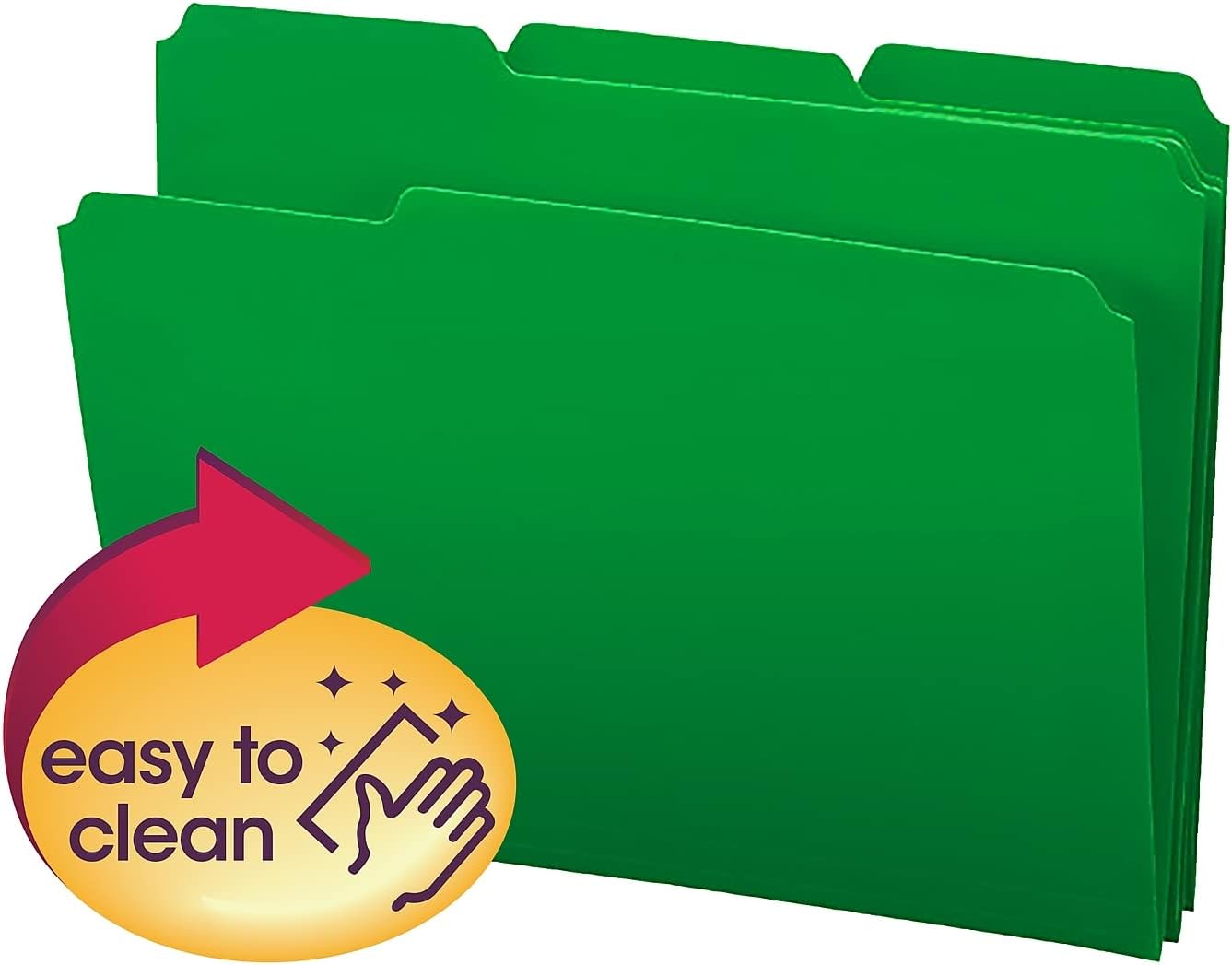 Smead Poly File Folder, 1/3-Cut Tab, Letter Size, Green, 24 per Box (10502)