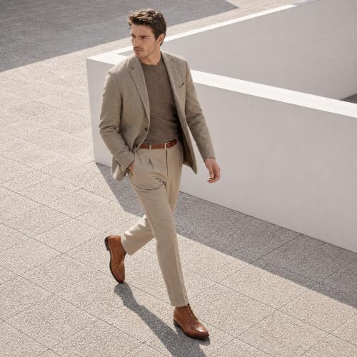 Image of Holy dove Mens Dress Boots Leather Oxford Chukka Boots | Hi-Poly insole,non-slip rubber outsole, business formal, ankle-high chukka Oxford style