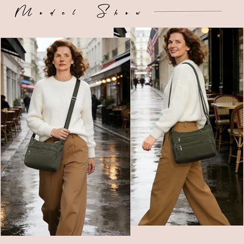 Image of VOLGANIK ROCK RFID Purses for Women Fabric Nylon Multi Pocket Crossbody Bag Ladies Travel Handbag