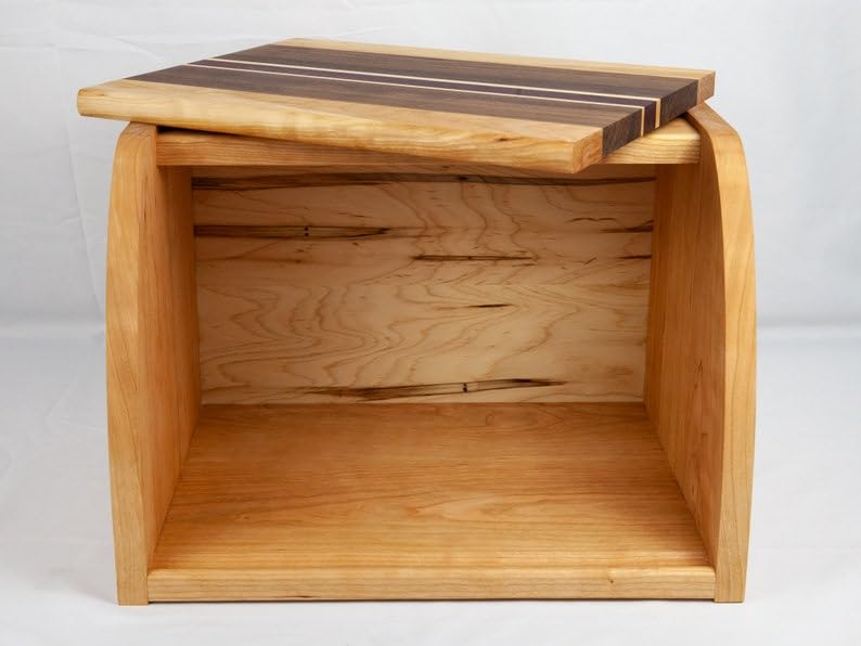 Panera de madera maciza con tabla de cortar integrada, almacenamiento de cocina para pan fresco, diseño elegante, ideal para panaderos caseros