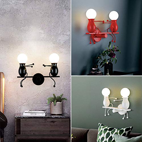 Lámpara de pared diseño humanoide creativo moderno de hierro blanco aplique interior base E27 6