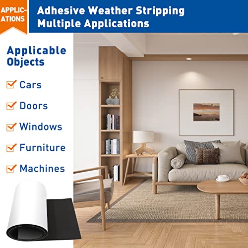 Magzo Adhesive Rubber Sheet 1/2 Inch Thick X 12 Inch Width X 59 Inch Length, Closed Cell Foam Sheet Rubber Strip With Adhesive #TOP6