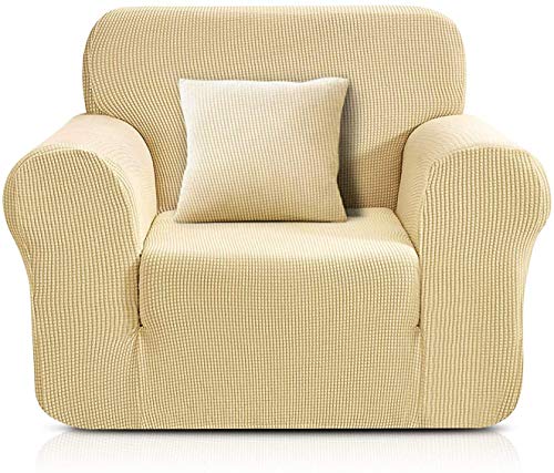 TAOCOCO Funda de Sofá/Funda de sofá Antideslizante/Funda de Fofá Elástica/Lavable/Antiácaros/Antiarrugas (Beige/1 Plazas 70-110 CM)