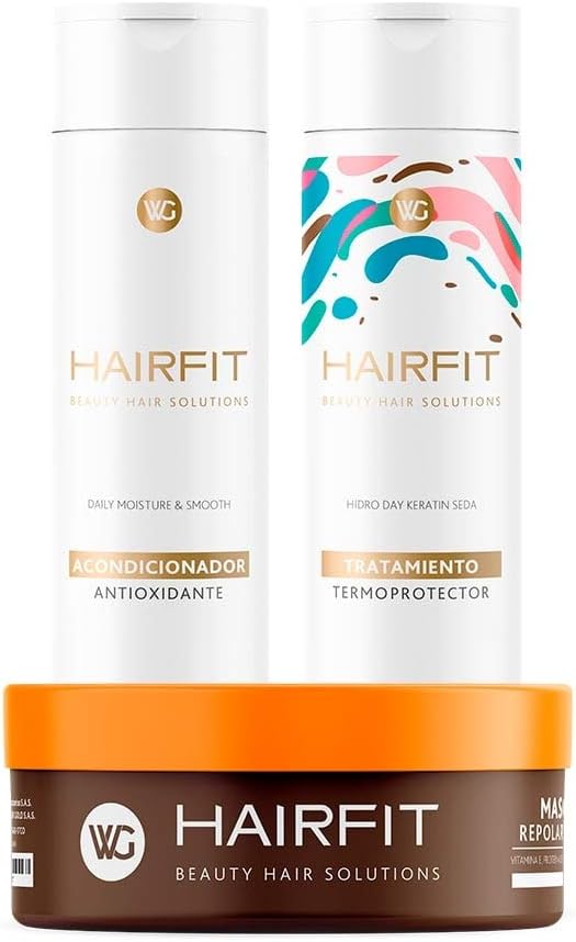 HAIRFIT KIT: Repolarizing Mask with Vitamin E and Amino Acids + Antioxidant Repair Conditioner with Biotin and Omega 3 + Thermoprotective Treatment with Collagen and Keratin