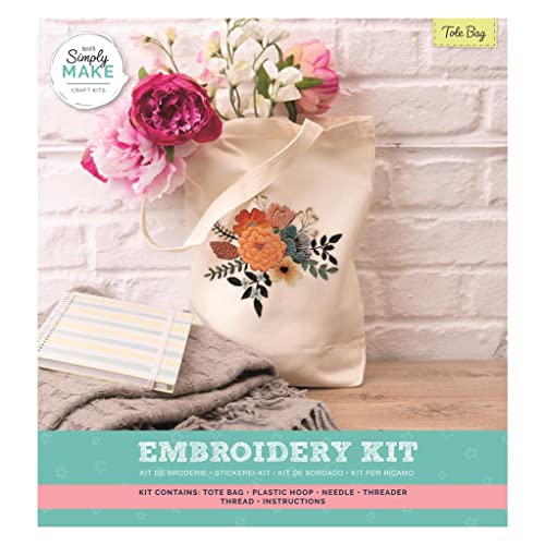 Simply Make Embroidery Tote Bag Craft Kit, White, Ideal Craft Accessories for Adults and Teenagers Makes A Perfect Present
