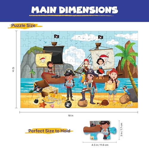 Image of Set of 2 Adventure, 150 Pieces Jigsaw Puzzles for Kids 5+ Years | Puzzle Game for 7 to 10 Year Boys & Adults | Themes - Picnic & Treasure Hunt | Fun Educational Games and Puzzles