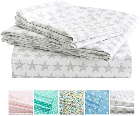 Vonty Kids Bed Sheets Twin Stars Printed Sheets for Boys & Girls, Soft Lightweight Microfiber Easy Wash Bedding Set (1 Fitted Sheet + 1 Flat Sheet + 1 Pillowcase)