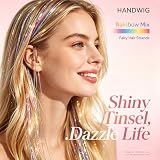 Handwig Rainbow Unicorn Hair Tinsel 12 Pcs 24 Inch Clip In Extensions