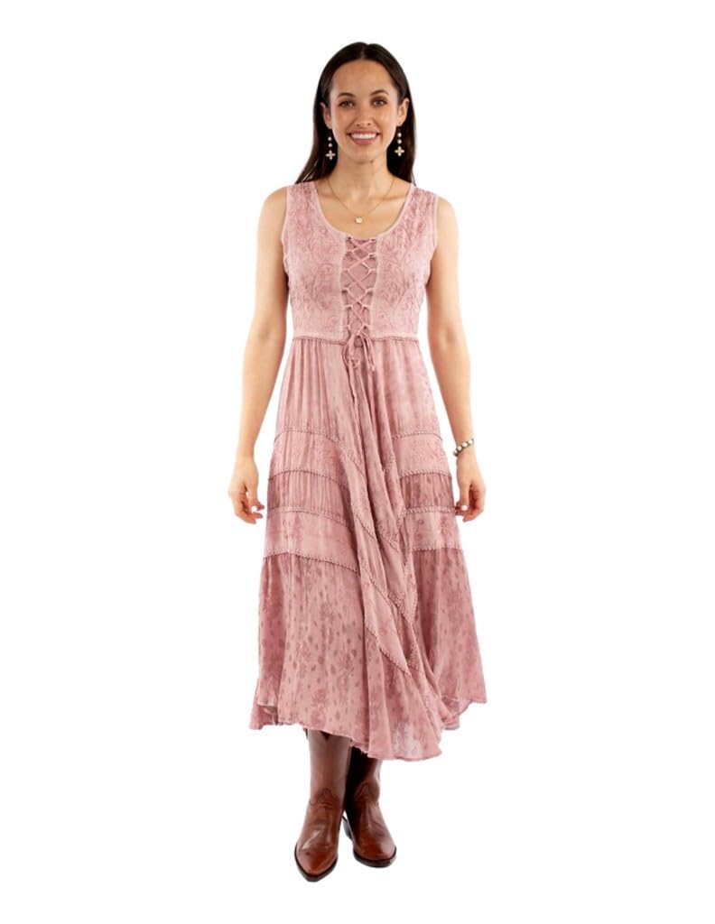 Scully Western Dress Womens Full Sleeveless XS Dusty Pink F0_HC118