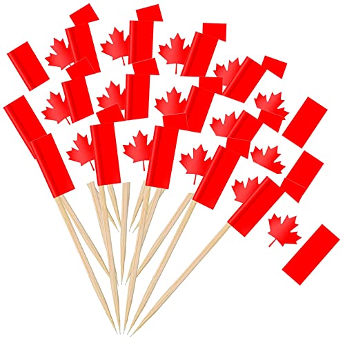Drapeau Papier Cure Dents Canadien,Drapeau cure-dents Canadien,Mini Étiquettes Alimentaires Drapeaux,Cupcake Étiquette de Fromage,Pour...