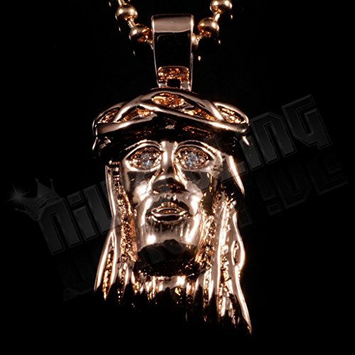 Niv's Bling - Mini Jesus Pendant With Free 30 Inch Box Chain | 18K Rose Gold Plated Pendant And Necklace #TOP2
