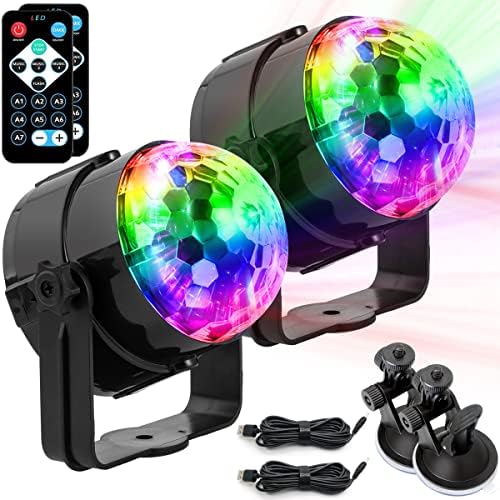 Disco Ball Party Lights Sound Activated Strobe Light with 13 ft USB Cable, Buclhoz LED Dj Stage Lighting that Sync with Music, Indoor Birthday Rave Outdoor Dance Show Bar Karaoke Christmas Gift 2 Pack