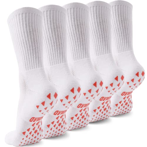 NOVAYARD 5 Paar Anti Rutsch Fußball Socken Rutschfeste Sportsocken Anti Blister Grip Socken für Herren Damen (Weiß,M) Cover