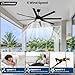 Modern Ceiling Fans with Lights, 72 Inch Ceiling Fan with Light and Remote, Bedroom Living Room Library Cafe Outdoor/Industrial,24W 3CCT Dimmable, 8 Blades 6 Speed Reversible Quiet DC Motor, Black