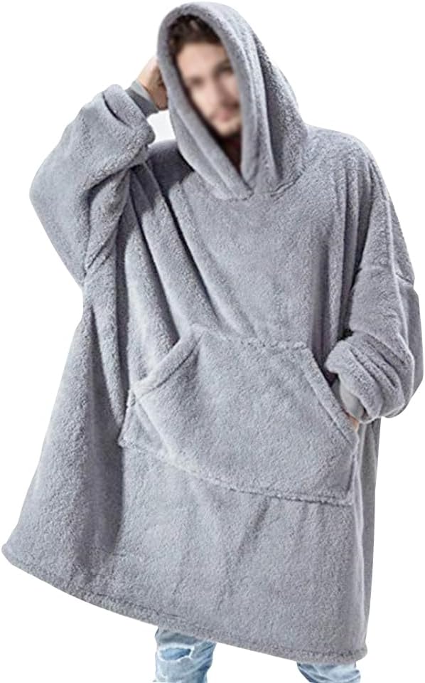 TRISTIN Thicken Sherpa Fluffle Sweatshirt Blanket Warm Cozy Oversized Wearable Pocket Hoodie for Women Men and Teens