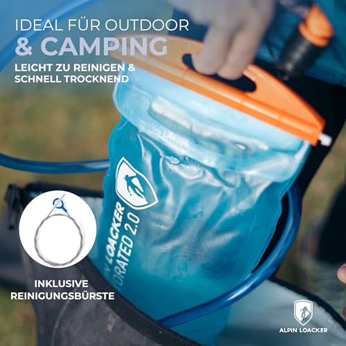 ALPIN LOACKER Outdoor Trinkblase mit Trinkschlauch für Sport und Outdoor I super leichte Wasserblase und Trinkbeutel zum Wandern I Trinksystem BPA frei – Bild 6