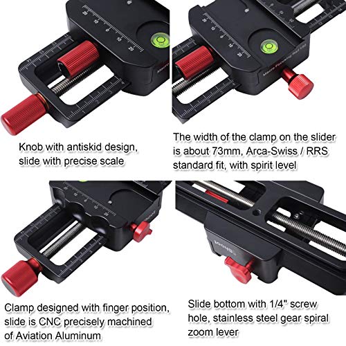 Ishoot Improved Universal 150Mm Macro Focusing Rail Slider Close-Up Shooting Head All Metal Camera Support Bracket Holder, Built-In Arca-Swiss Type Clamp And Quick Release Plate For Tripod Ballhead #TOP4