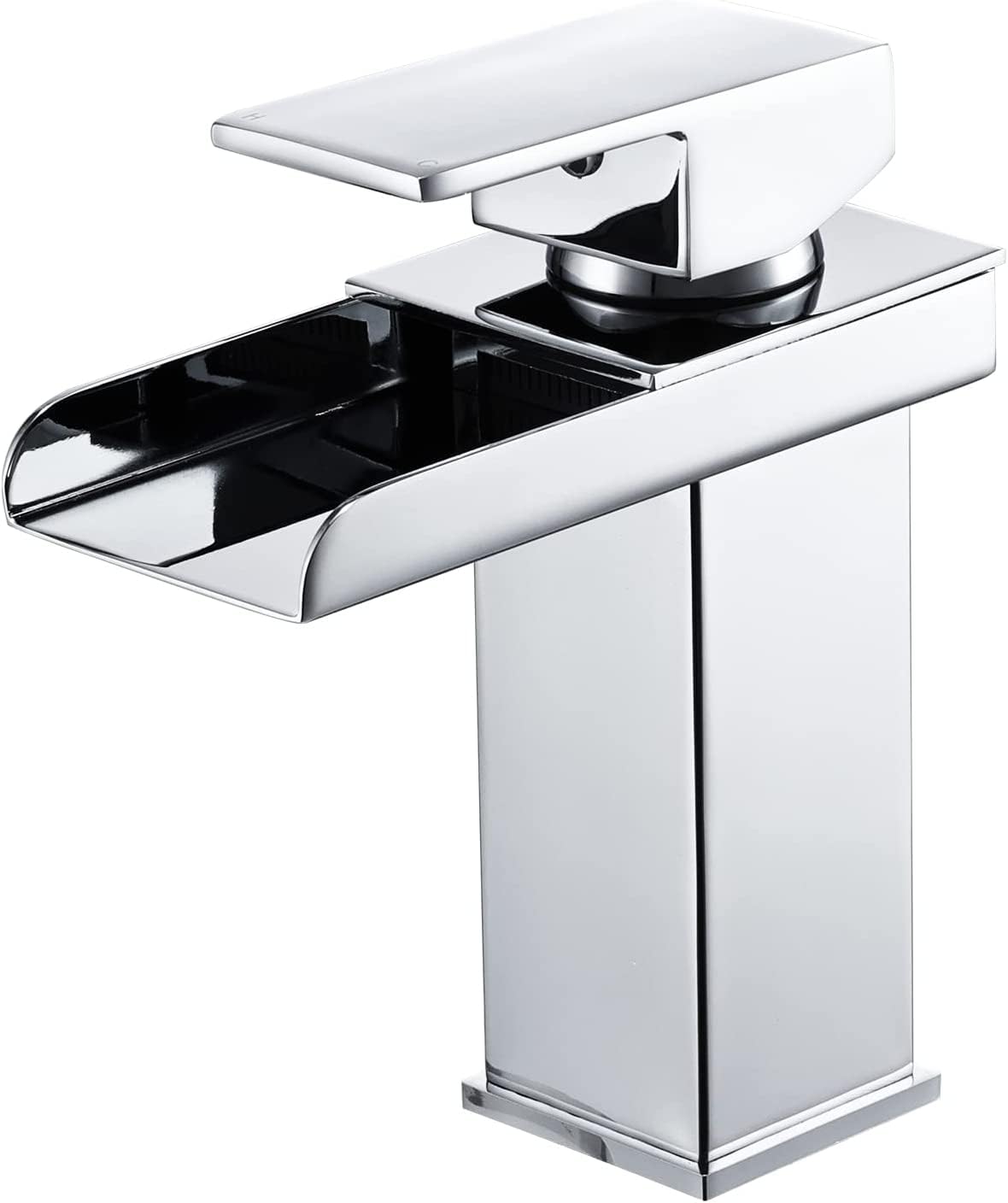 Waterfall Sink Mixer Tap - Bathroom Basin Taps with Square Single Lever - Chrome Faucet – Easy Installation Basin Taps Square Single Lever