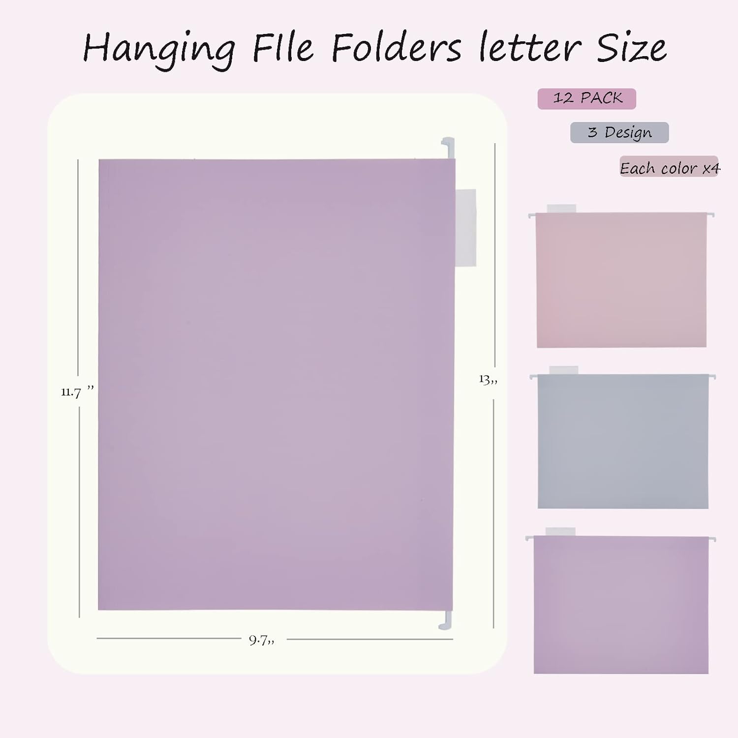 12 Pack Hanging File Folders Filing Cabinet Organizer Letter Size 1/5 Cut Adjustable Tabs Decorative for Home Office School Classroom,Marble…… thumbnail