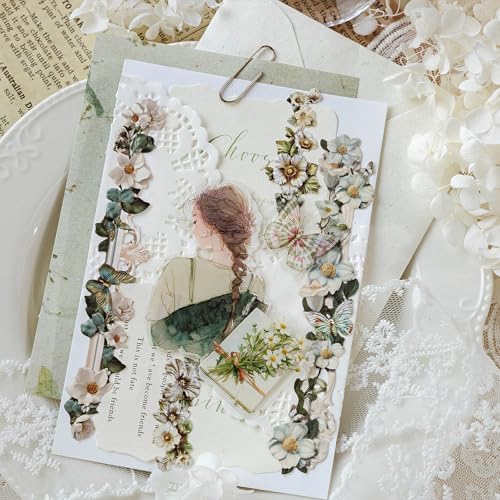 Adesivos de scrapbook com tira longa de flores em relevo retrô adesivos de borda de tiras de flores