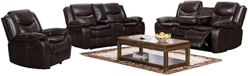 SMTE 6 Seat Recliner Sofa Chair Lounge Suite - Brown with keychain