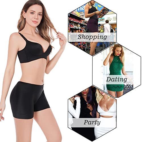 Ponlodos Women's Hips And Butt Lifting Shapewear With 4 Removable Pads - Butt Pads Panties Hip Enhancer Padded Underwear Black #TOP6