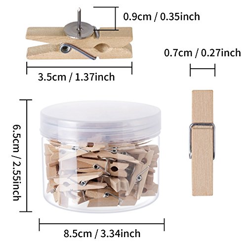 Favide Push Pin With Wooden Clips Pushpins Tacks Thumbtacks For Cork Boards Artworks Notes Photos, Craft Projects, Offices And Homes, Pack Of 50 #TOP1