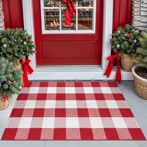 KILOCOCO Buffalo Plaid Rug 2.3'x3.6' Christmas...