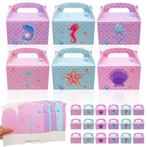 Cajas de Regalo Sirena, 18 Piezas Cajas de Caramelos Sirena, Bolsas de Regalo, Bolsas de Fiesta para Navidad, Cumpleaños, Fiestas de Boda, Cajas de Cartón, Escamas para Niños y Niñas