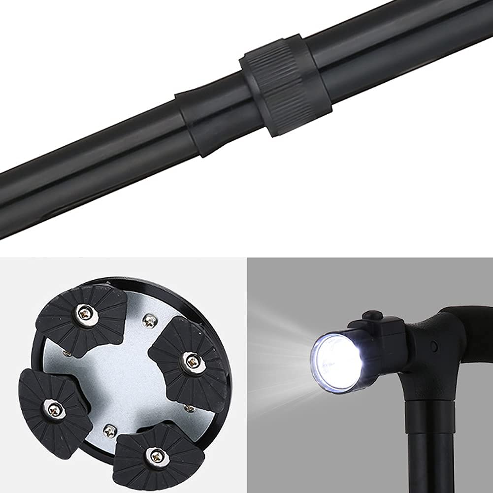 Bastón Plegable, bastón de Aluminio Ligero Negro con luz LED, Mango cómodo, para Hombres, Mujeres y Personas Mayores, Paquete de 2 Star of Light