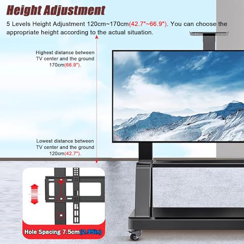 Soporte rodante para TV ajustable de hierro pesado miniatura 5