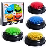 Right 20 Buzzer Lot de 4 Buzzer Blind Test Buzzers de Réponses Jouet interactif pour Salle de Classe et Famille avec 4 Effets Sonores et Lumières