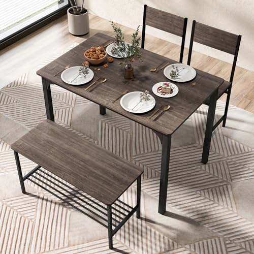 image for Tangkula Dining Table Set for 4, Kitchen Table and 2 Chairs for 4 with