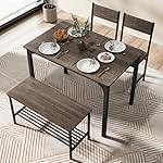 Tangkula Dining Table Set for 4, Kitchen Table and 2 Chairs for 4 with Bench, 4 Piece Dining Table Set for Small Space, Apartment - Image 3