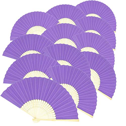 Woohome 15 Pz Ventilador de Papel de Bambú Plegable Mano Ventilador para Decoraciones de Bodas, Fiestas, Bailes, DIY (Púrpura)