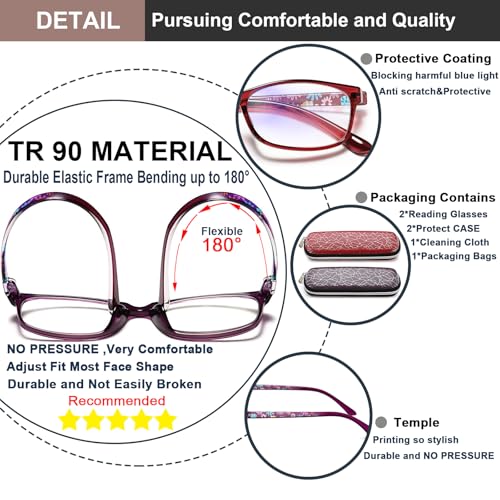 Image of Reading Glasses (Purple+red, 2.0X)