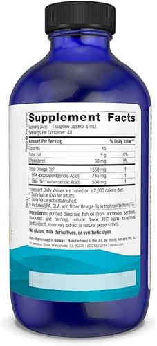 Vista 2 de Nordic Naturals Omega-3, Lemon Flavor - 8 oz - 1560 mg Omega-3 - Fish Oil - EPA & DHA - Immune Support, Brain & Heart Health, Optimal Wellness