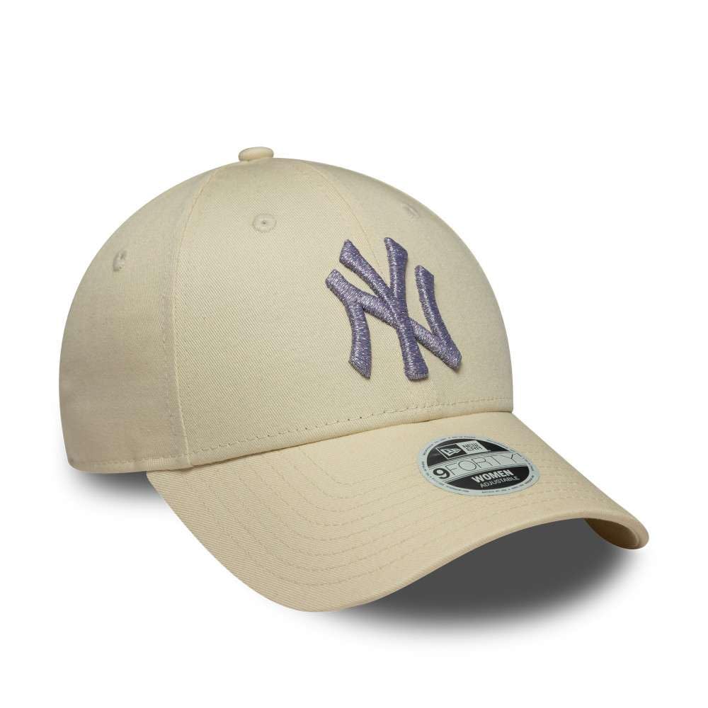 New Era Czapka z daszkiem 9Forty z metalicznym logo MLB New York Yankees Jasnobeżowa