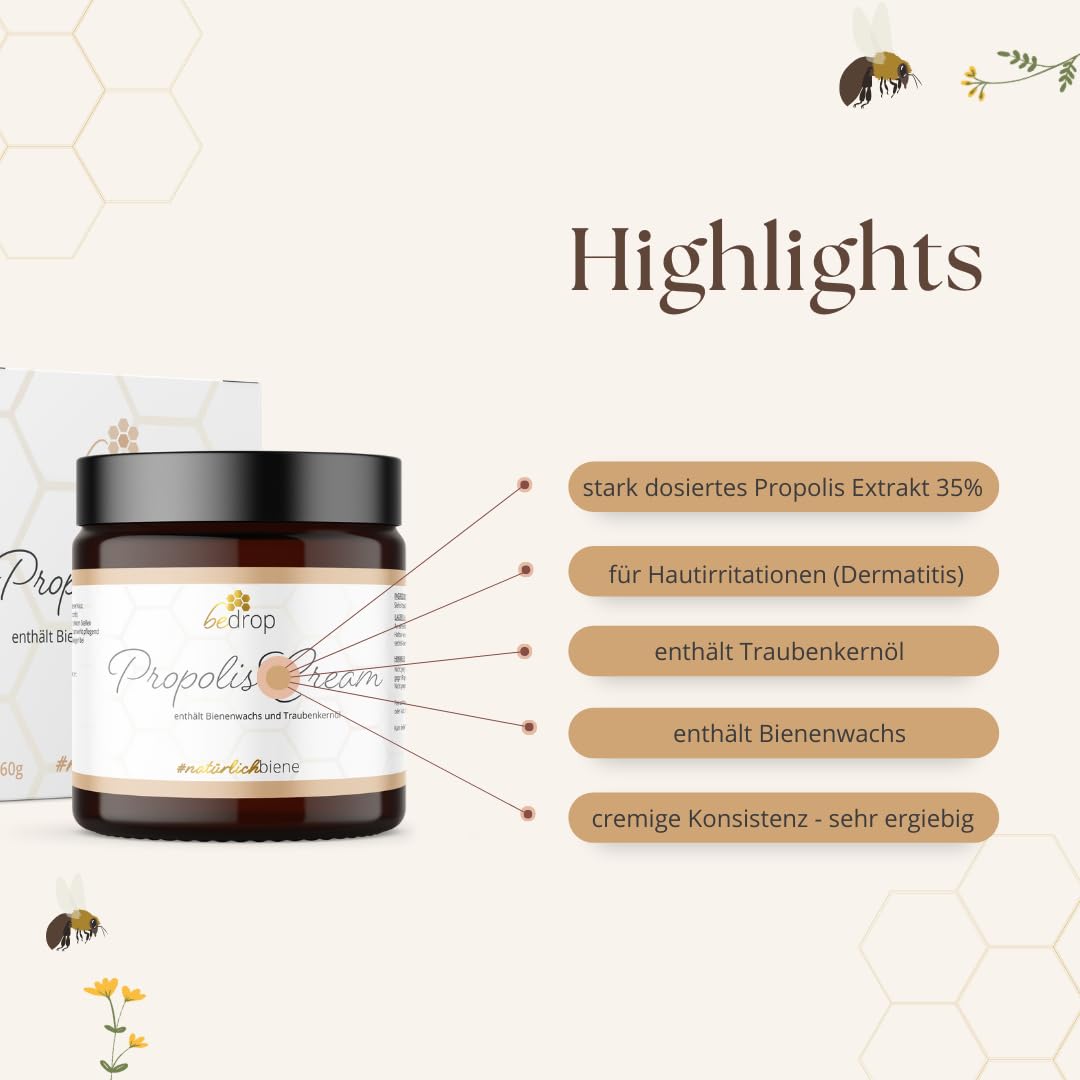 bedrop Hautpflege-Set | Bee Cream (Bienengiftsalbe) 100g + Propolis Cream (Propolis Salbe) 60g + Gelee Royale Körperlotion (Royale Lotion) 100g im Sparset