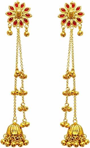 DazzleDanglers Kashmiri Mayuri Neelkamal Jhumki Danglers for Women | Oxidized Silver Chandelier Danglers | Traditional Eth...