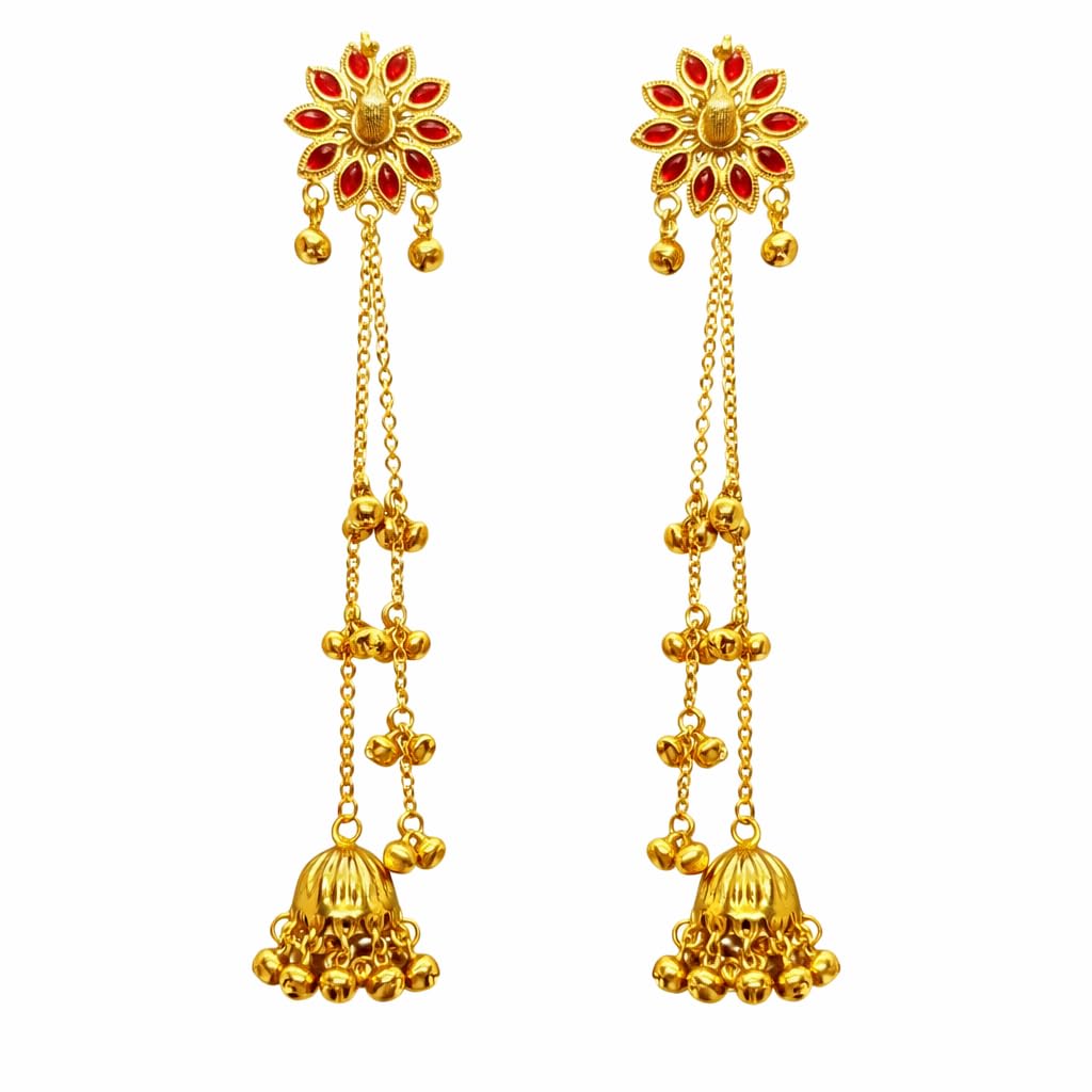 DazzleDanglers Kashmiri Mayuri Neelkamal Jhumki Danglers for Women | Oxidized Silver Chandelier Danglers | Traditional Eth...
