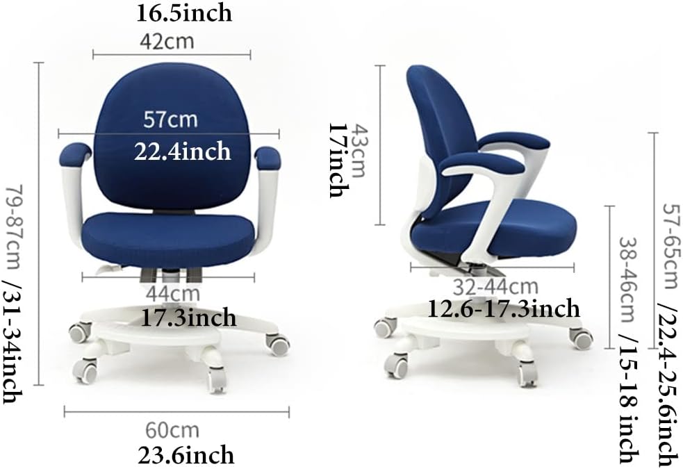 Kids Desk Chair Comfy Home Office Task Chair with Wheels, Children Study Chair Adjustable Swivel Desk Chair, for Kids, for Girls, Living Room, Bedroom (Color : /Grey A)
