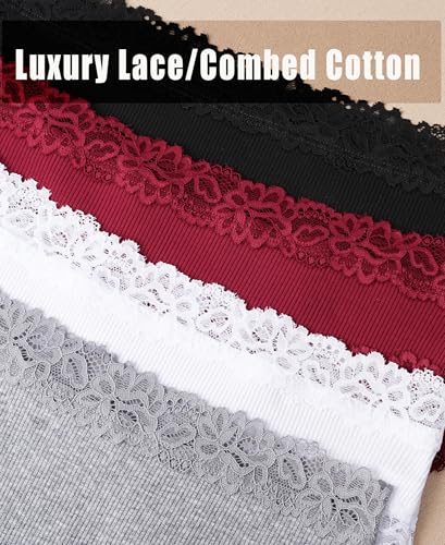 Knowyou Cotton Underwear for Women Cheeky Bikini Womens Underwear Pack Sexy Lace Wasit Hipster Brief Panties for Ladies-L